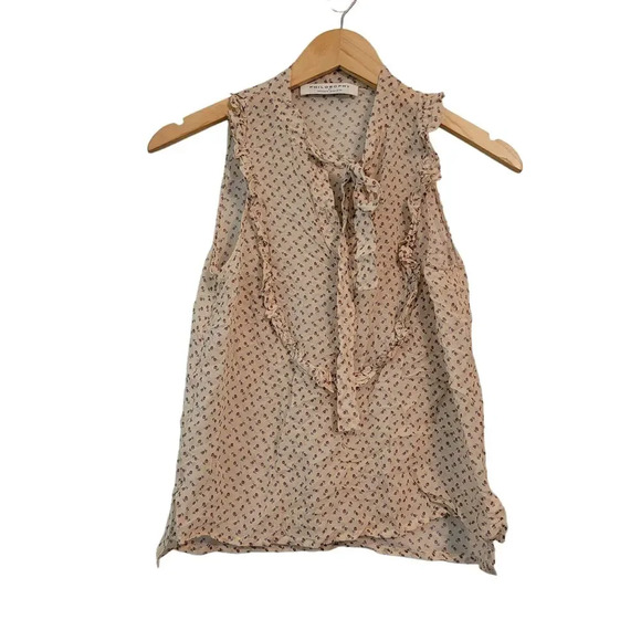Philosophy Di Lorenzo Serafini Top Blouse Bow 100% Silk Size 40 US 4 Multicolor - Picture 1 of 9